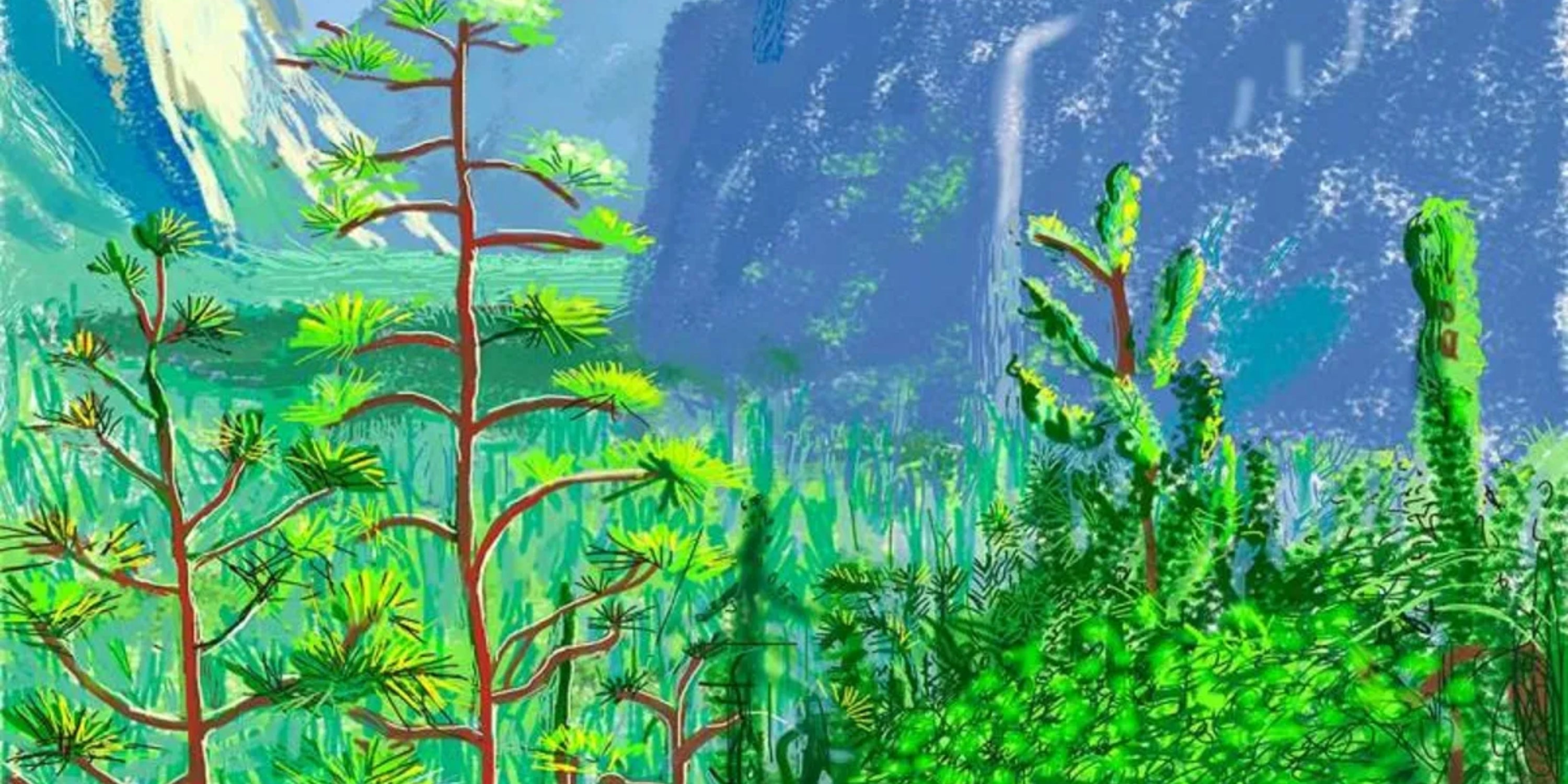 “Yosemite National Park digital artwork by David Hockney iPad drawing