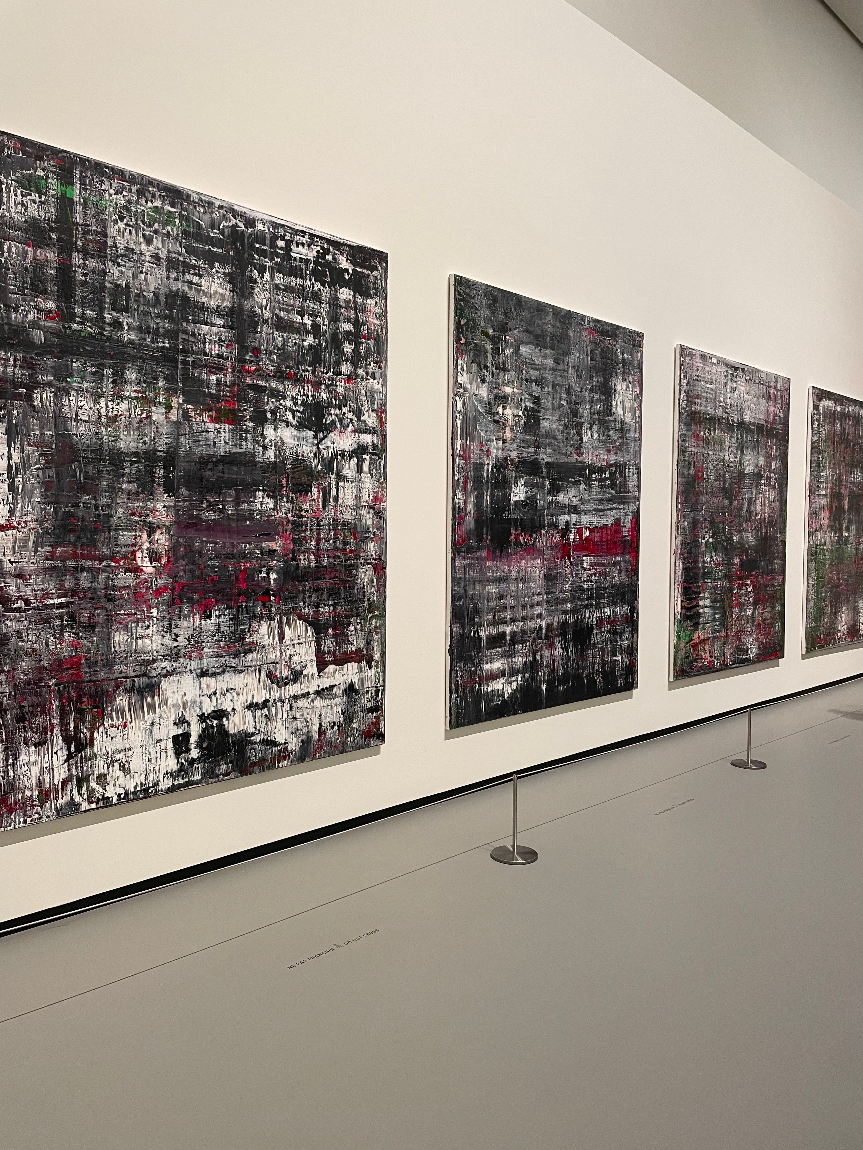 Gerhard Richter abstract painting on display at Fondation Louis Vuitton, Paris, showing layered colours and squeegee technique.