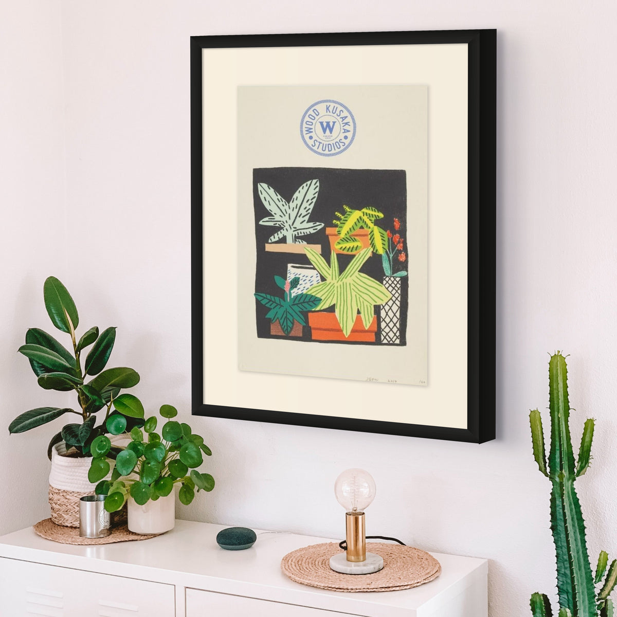 Jonas Wood, Notepad Doodle (State II) (2017), lithograph in colours on buff Arches paper displayed in a contemporary interior.