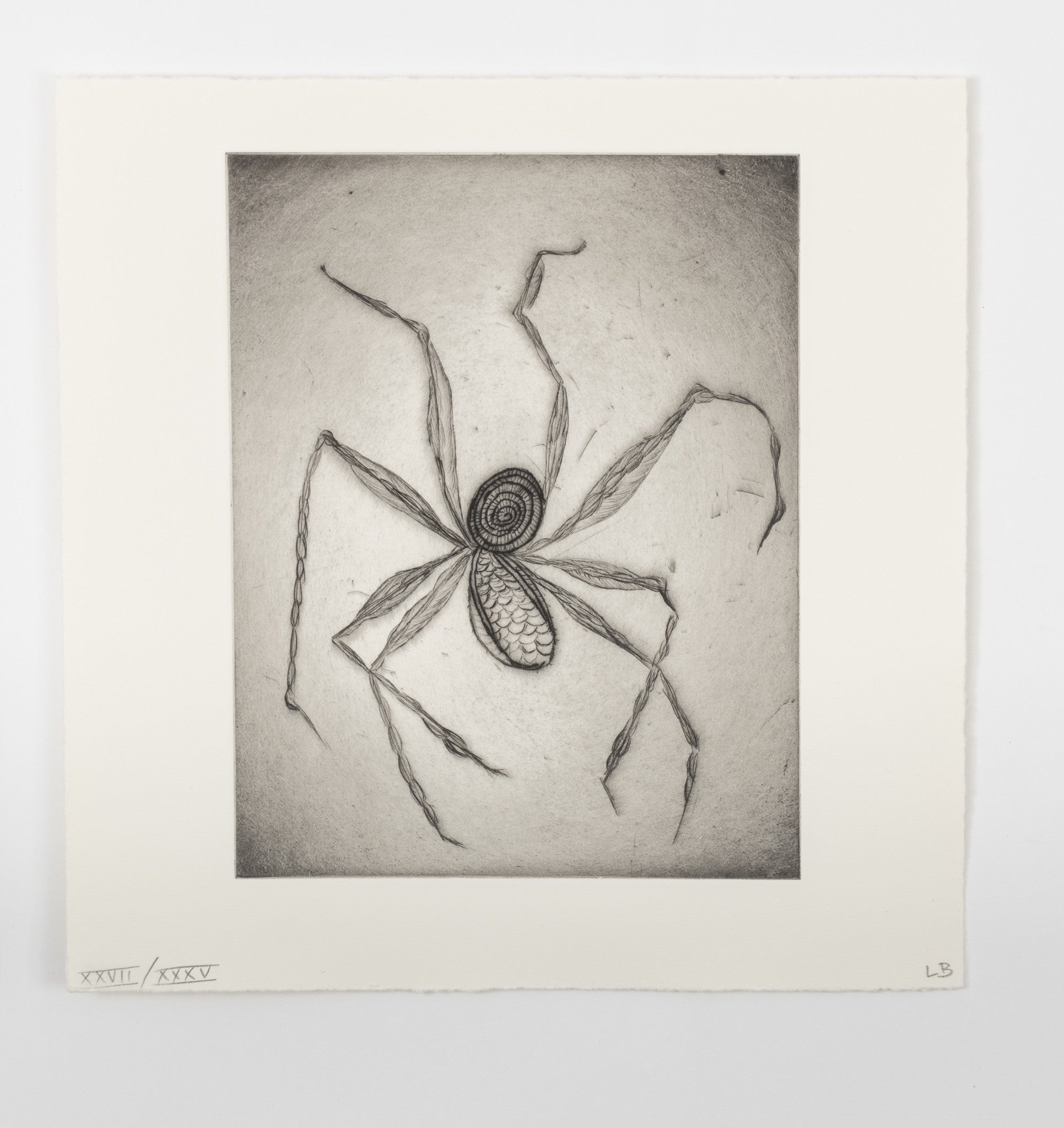 Limited edition print of Louise Bourgeois' Ode à Ma Mère (1995) by Lougher Contemporary, featuring her artwork in black and white.