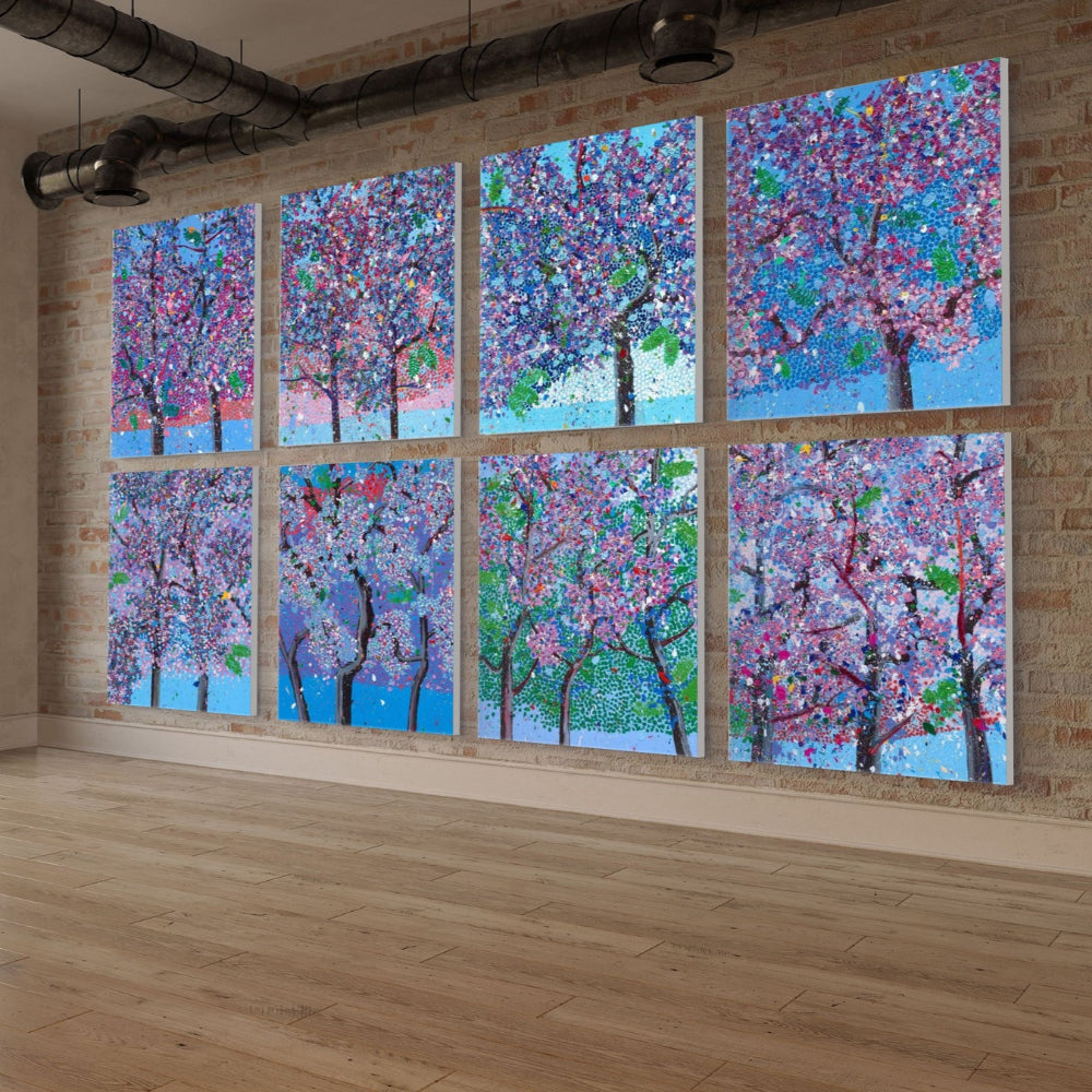 Damien Hirst, H20 (Full Set of 8) from The Emotions, 2026, complete set of eight contemporary art prints displayed together in a modern interior