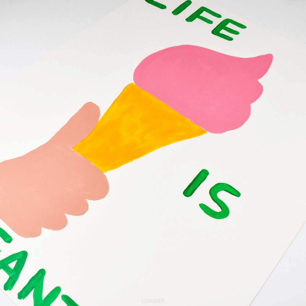 David Shrigley Life is Fantastic print detail highlighting the artist’s distinctive drawing style