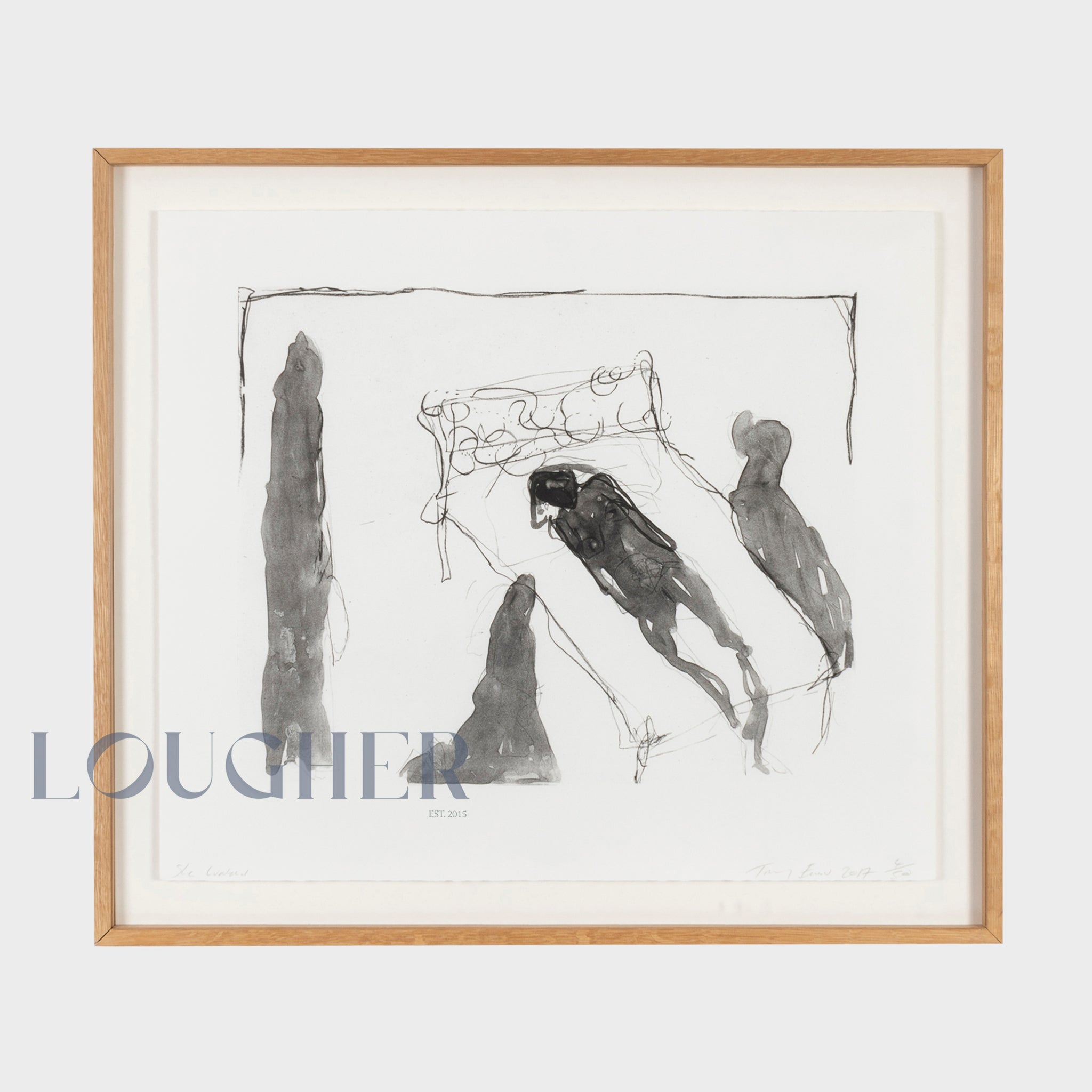 Limited edition print of Tracey Emin's "She Watched" (2017) by Lougher Contemporary, showing the artwork's detailed design.
