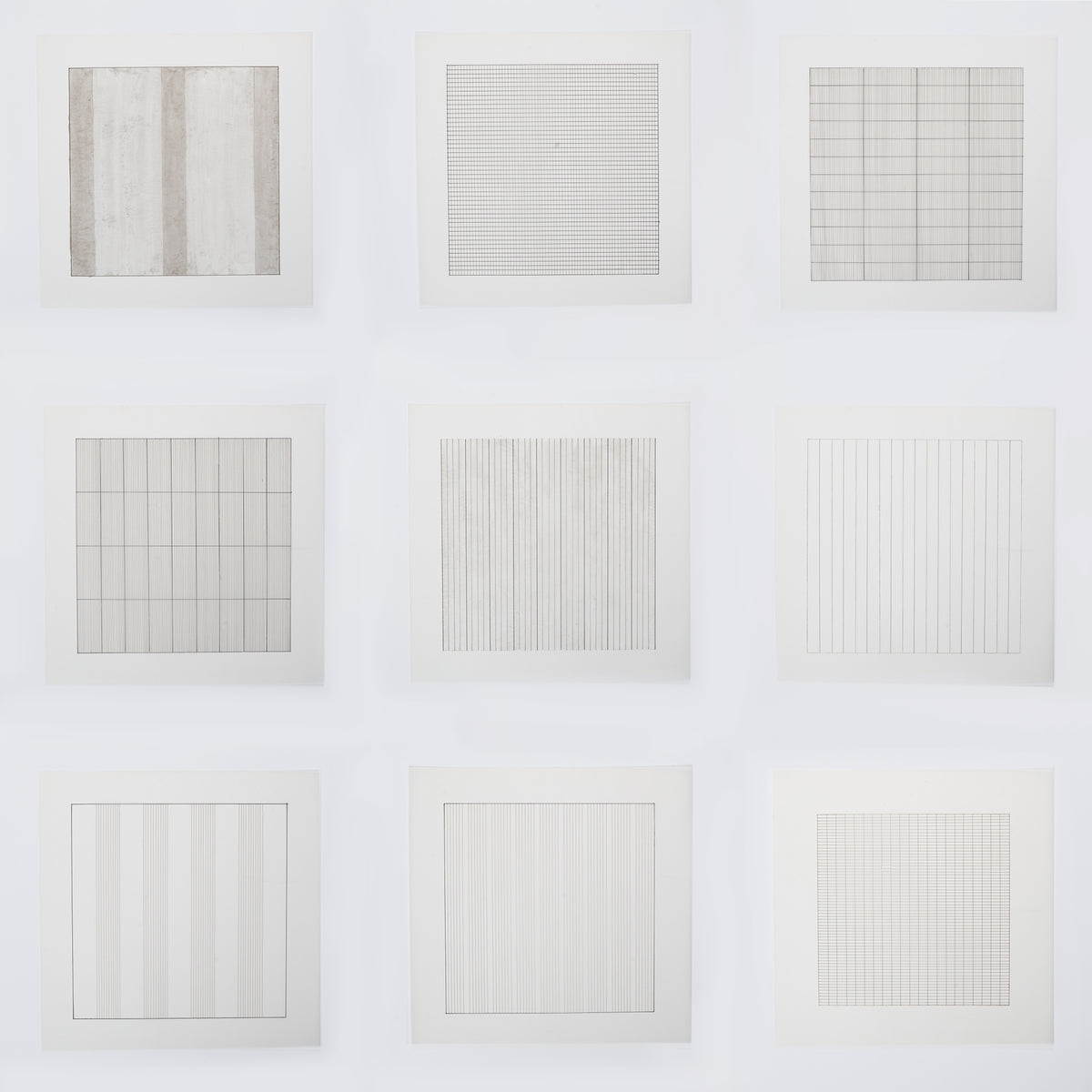 Agnes Martin Paintings and Drawings 1974–1990 lithograph portfolio with subtle geometric compositions