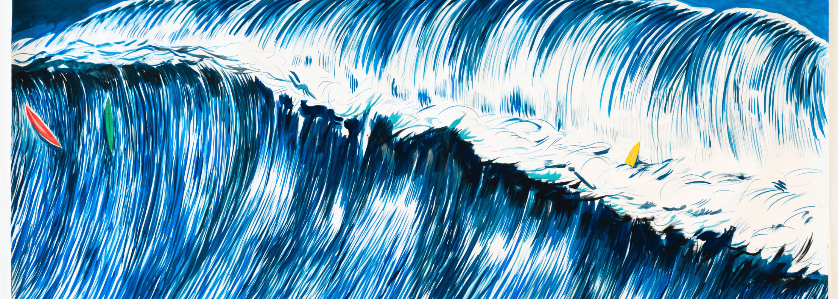 Blue wave ocean artwork