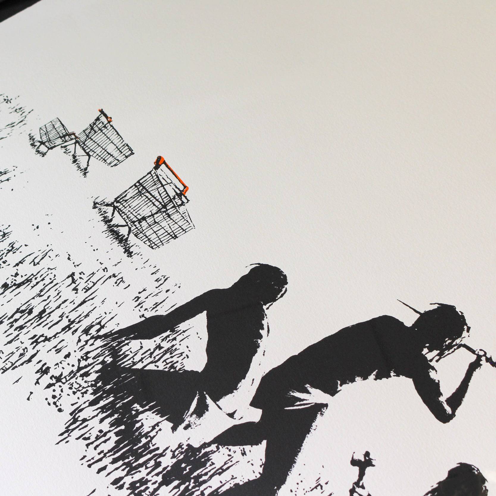 Banksy, Trolleys (Black and White) (Unsigned), 2007 For Sale - Lougher Contemporary