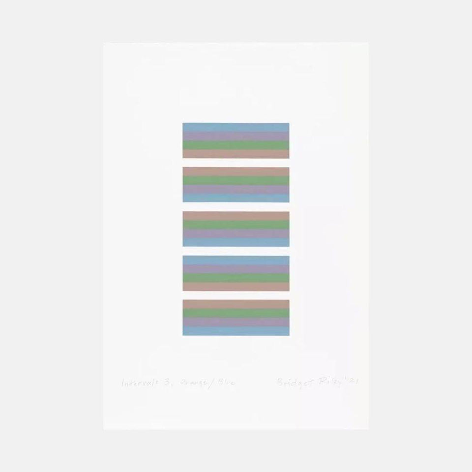 Bridget Riley, Intervals 3 (Orange/Blue), 2021 For Sale - Lougher Contemporary
