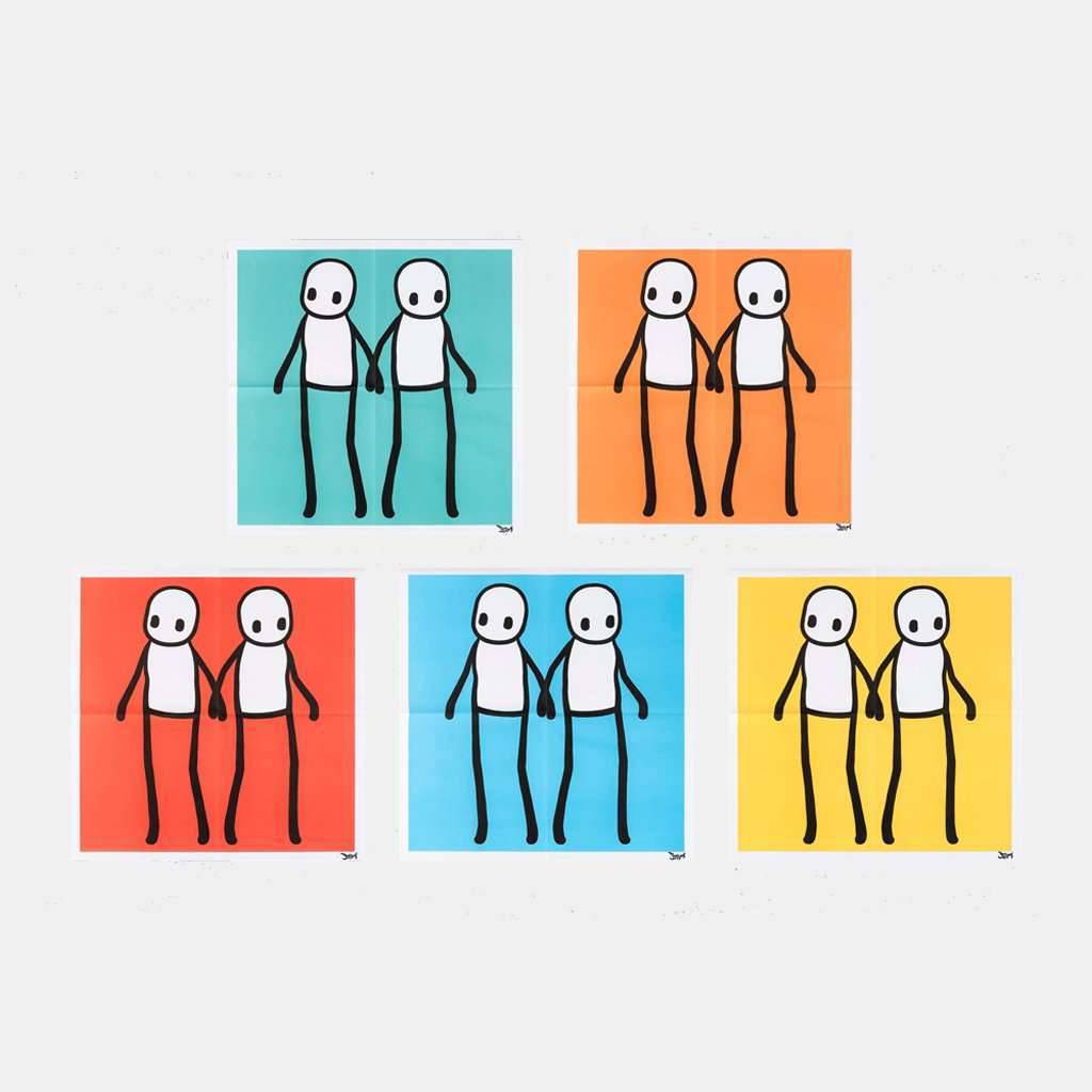 Stik, Holding Hands (Red, Orange, Yellow, Blue & Teal), Full Set (Signed), 2020 For Sale - Lougher Contemporary