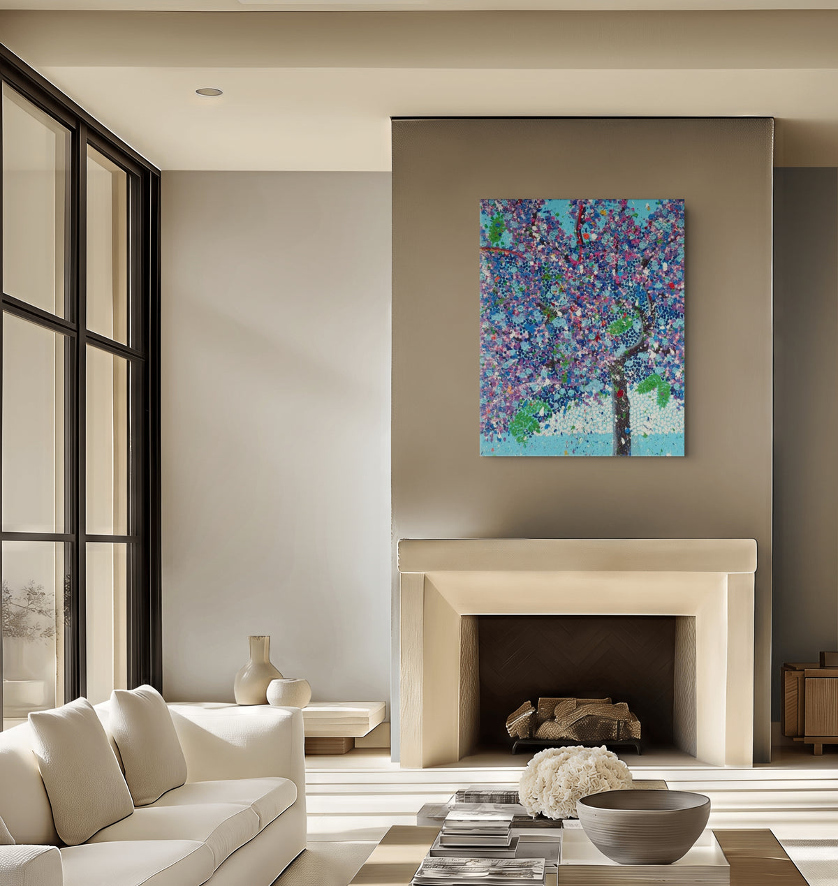 Damien Hirst, H20-3 Surprise (from The Emotions), 2026, giclée print on aluminium composite panel displayed in a contemporary interior.