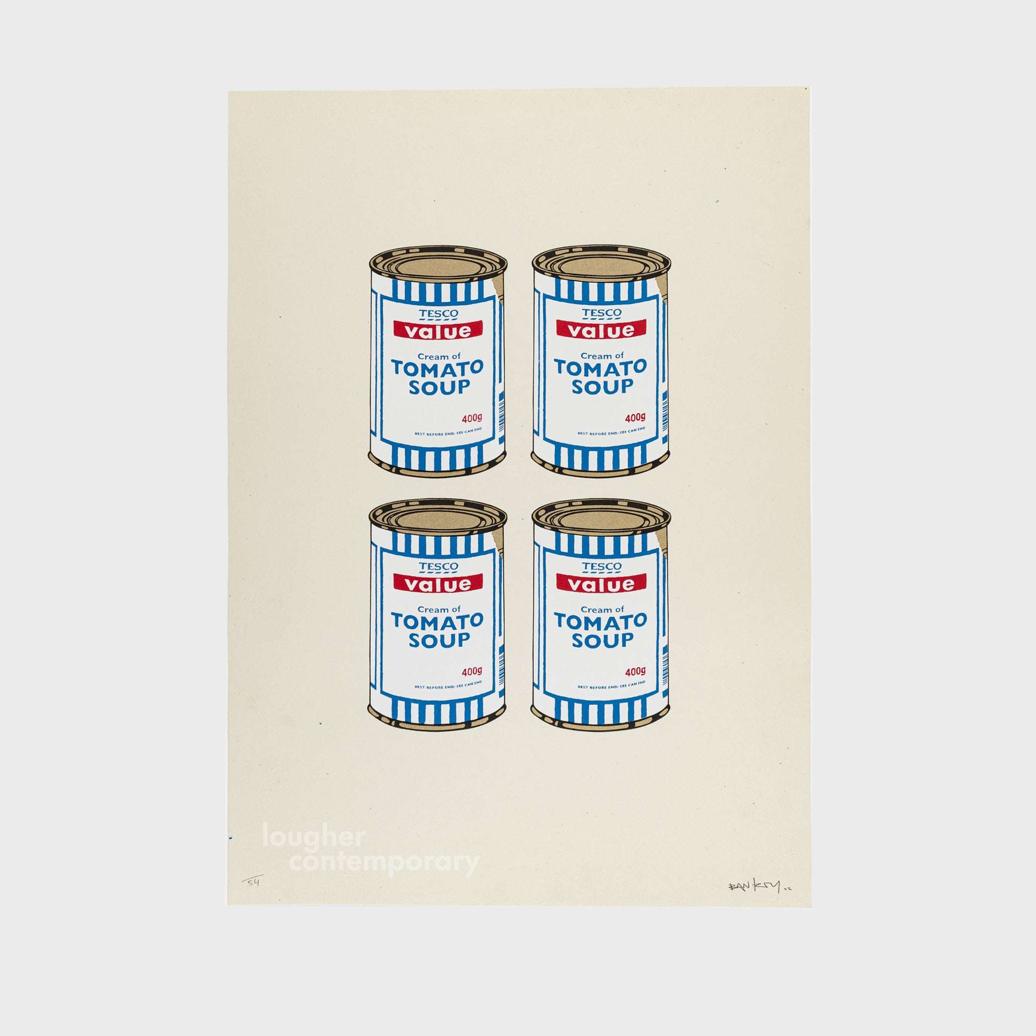 Banksy, Four Soup Cans - Gold on Cream, 2005 For Sale - Lougher Contemporary