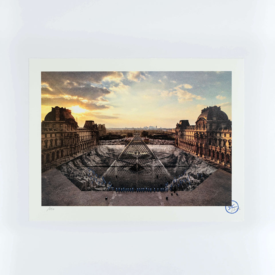 JR, JR au Louvre, 29 Mars 2019, 18H08 © Pyramide, Architecte I. M. Pei, Musee Du Louvre, Paris, France, 2019, 2021 For Sale - Lougher Contemporary