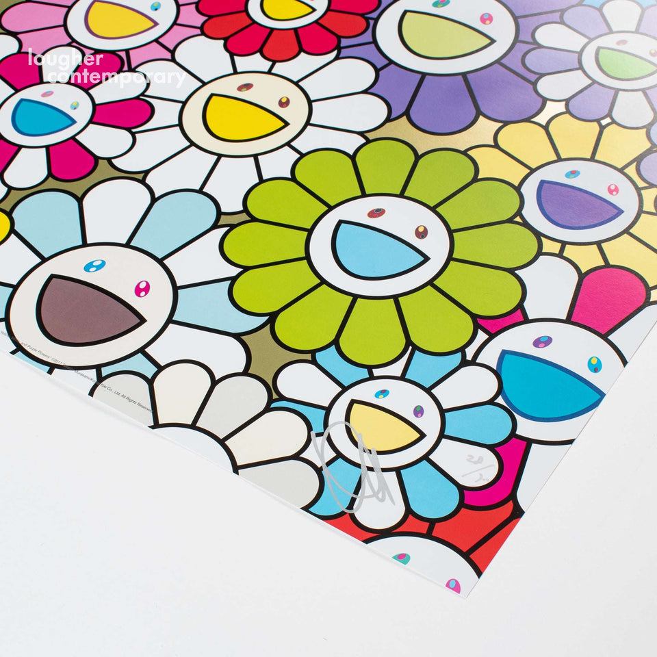 Takashi Murakami, A Little Flower Painting: Yellow, White, and Purple Flowers, 2019 For Sale - Lougher Contemporary