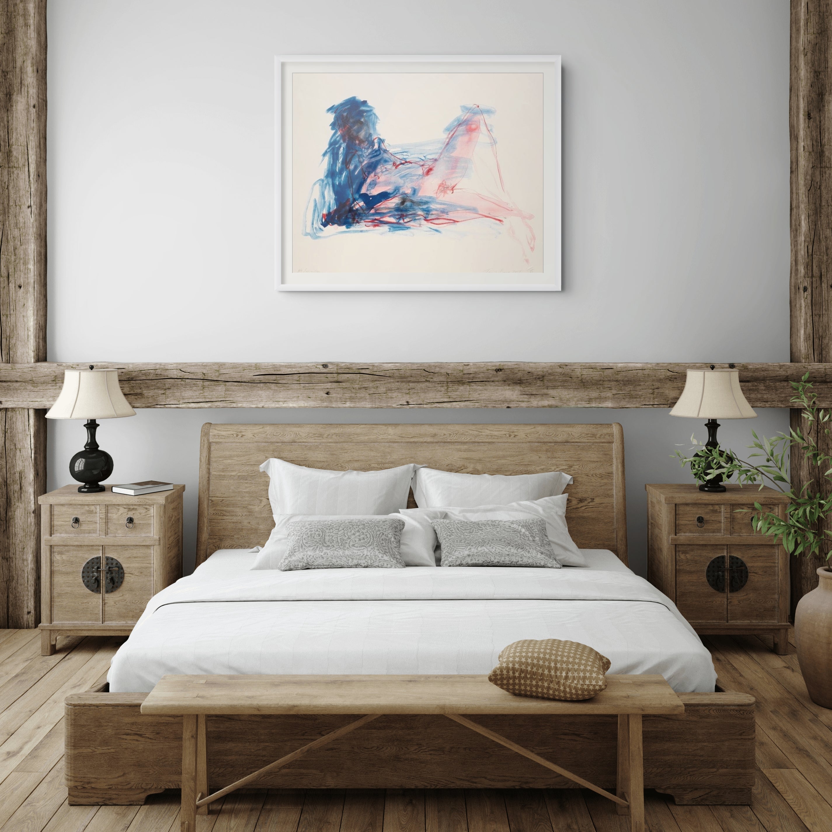 Limited edition print of Tracey Emin's "No Surrender" from 2019, displayed in an interior setting by Lougher Contemporary.
