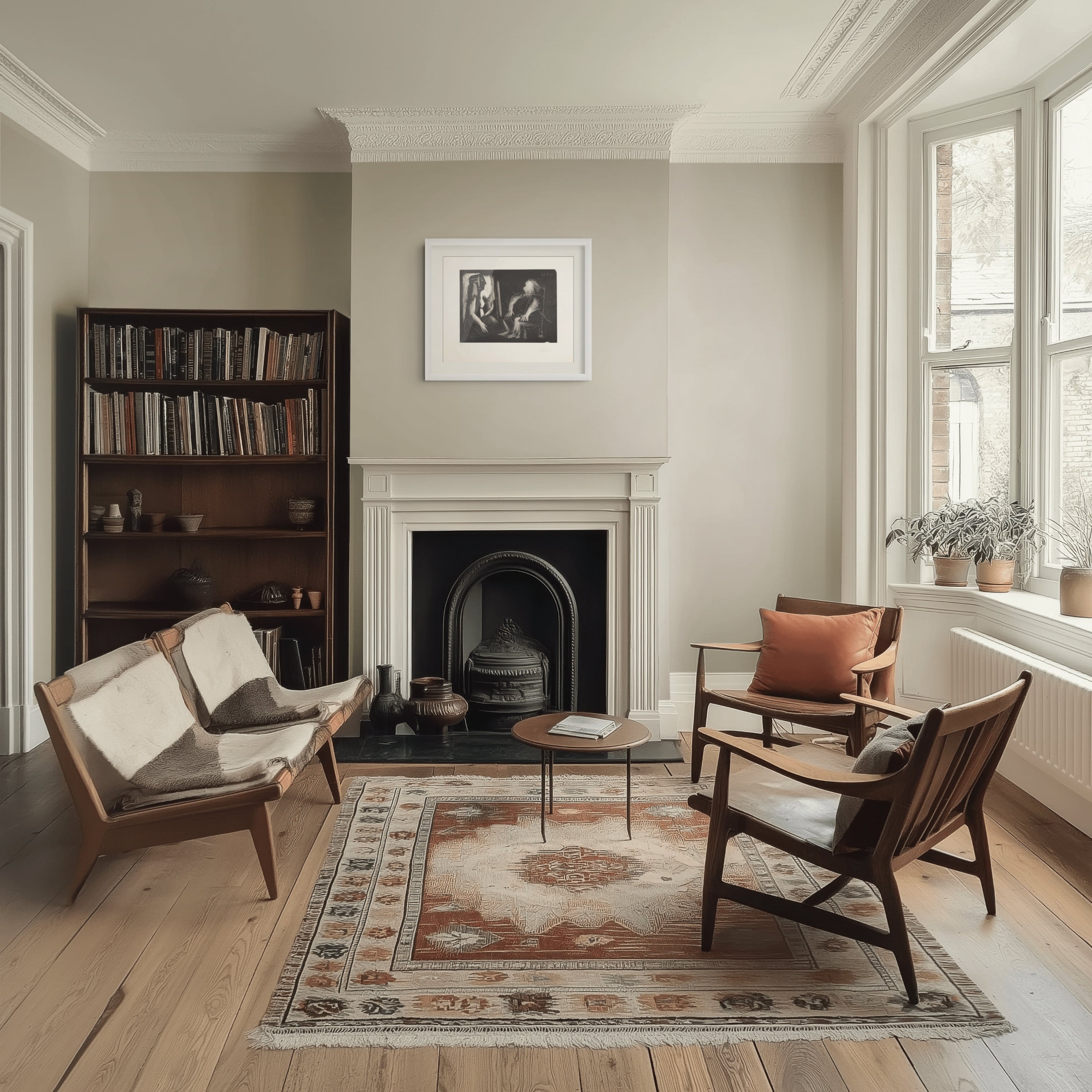 Framed original Picasso print Scène d’intérieur: l’atelier available through Lougher in contemporary interior setting