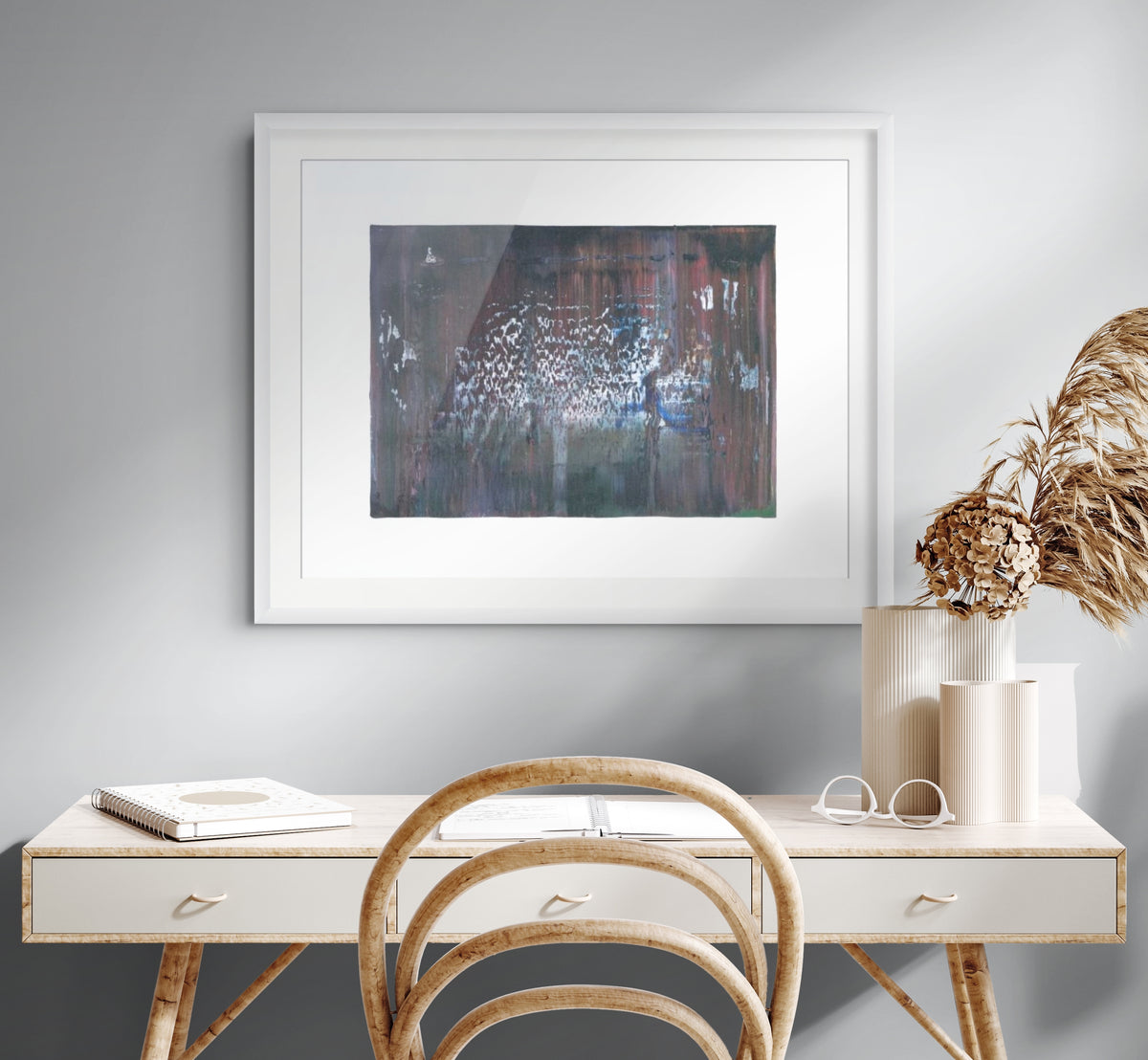 Gerhard Richter, Abstraktes Bild (Butin-Grönert 284), 1990, abstract artwork displayed in a contemporary interior with layered painterly textures