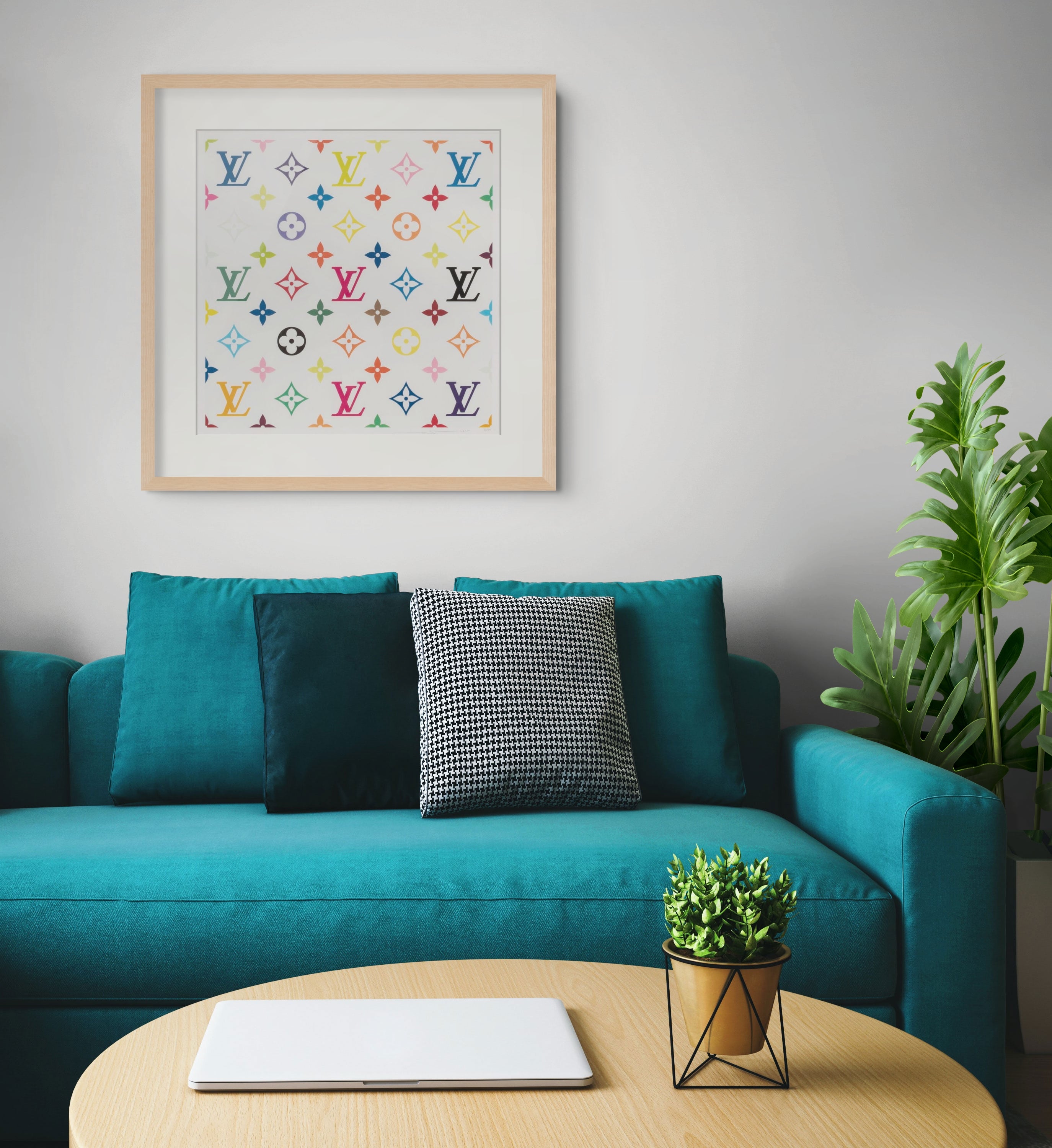 Limited edition Takashi Murakami LV White Murakami multicolor print by Lougher Contemporary, featuring vibrant, intricate artwork.
